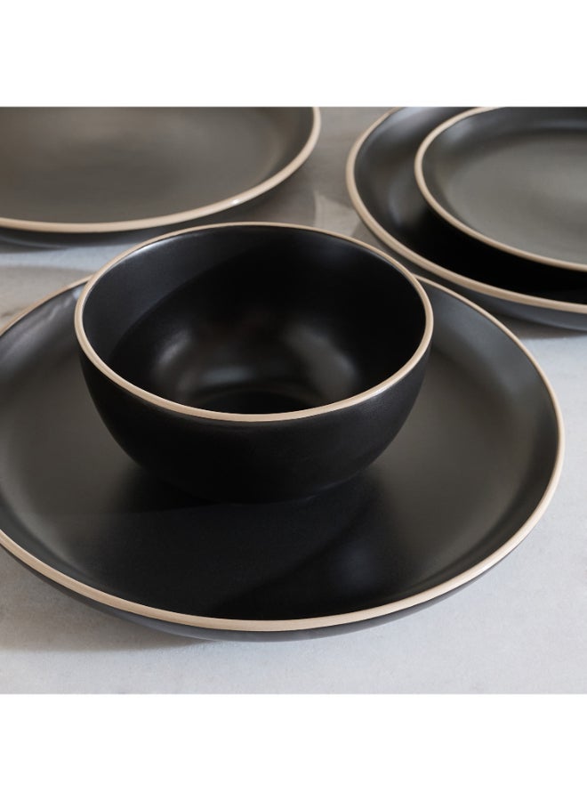 Home Box Eleganza 12-Piece Dinner Set - Black and Gold - Image 4